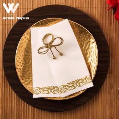 China Luxury Gain Paper Napkins Printed Airlaid Tissue Airlaid Paper Napkins Decorative Disposable White Dinner Towel Hand Napkins For Wedding for sale