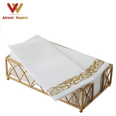 China 30*43cm/1/6 Fold/55gsm/gold Brick Red Color Airlaid Napkin Paper Printed Winning Silver Napkins Printed Cocktail Napkins With Logo for sale