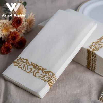 China Printed Winner 30*43cm 1/6 Times 55gsm Gold Silver Brick Red Color Airlaid Towel Fabric Recycled Paper Towels Hot Stamping Towel for sale