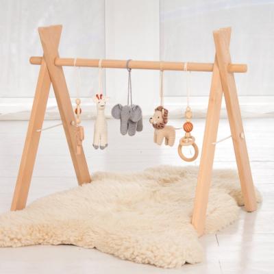 China Educational Toy Winning Baby Gym Play Activity Baby Gym Wood Toys Activity Hanging Fitness Frame Wooden Toys with Hanging Hook Dolls for sale