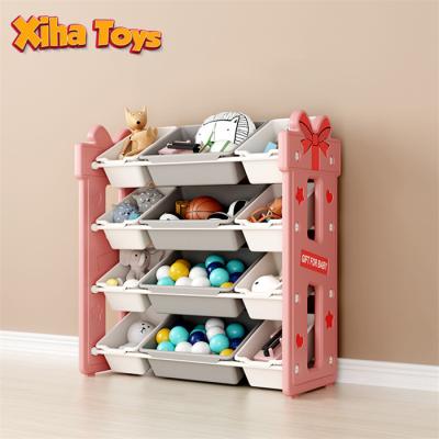 China Modern Wooden Shoe Locker Shelf Kindergarten Preschool Cabinet For Child Plastic Toy Storage for sale