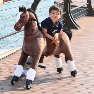 China Eco-Friendly Riding Horse Toy Rocking Animal Ride On Toys Soft Plush Riding Pony Large Toy Baby Sliding Horse Rocking Horse Wheels for sale