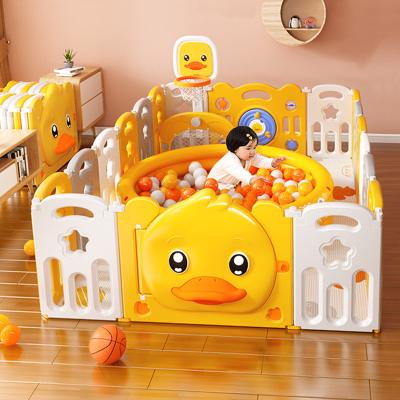 China Playpen Easy Folding Gain Barrier With Slide Swing Playard Kids Indoor Plastic Barrier Baby Safety Playpen for sale