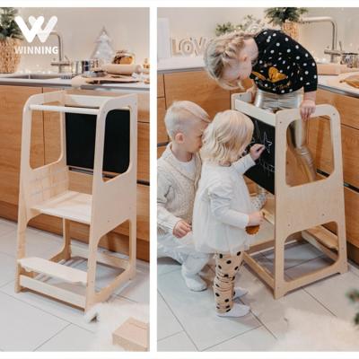 China (Height)Adjustable Gain Wooden Learning Tower Montessori Toys Educational, Wooden Educational Furniture For Kids for sale