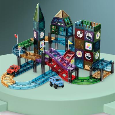 China It can be rotated 360 times and spliced. DIY Children's Educational Magnetic Toys For Baby Tiles For Kids Children With 2 Sets Magnetic Car Building Block The juguete for sale