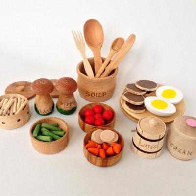 China New Eco-Friendly Gain Children's Wooden Kitchen Toys Girl's Room Interactive Toys Tableware Tools Teapot Toy Set for sale