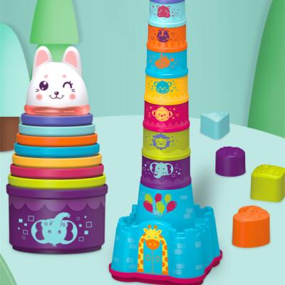 China Safety Gain Infant Fruits Intelligent Stacking Game Set Numbers Building Q.I Stack Cutting Baby Educational Toy. for sale