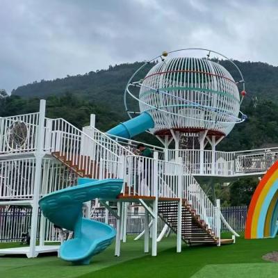 China Children's Exercise Winning New Customized Amusement Equipment Playground Stainless Steel Slide Combines PE Wood Outdoor Playground With Swing for sale