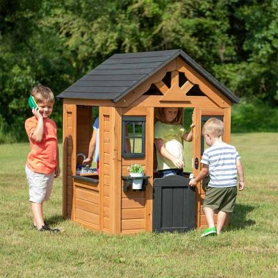 China Small Verandah Outdoor Kids Playhouses Durable Gain Kids Play House Sale Cabin Wooden Kids for sale