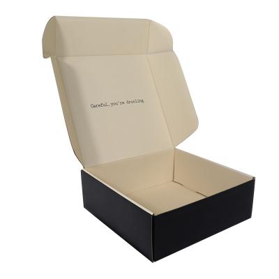 China Recycled Materials Custom Subscription Postage Corrugated PR Box Packaging Custom Logo Printing Small Black Corrugated Shipping Announcement Box for sale