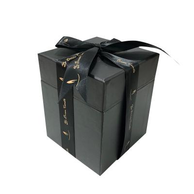 China Recycled Materials Wholesale Custom Printed Design Personalized Empty Black Candle Gift Boxes Rigid Paper Cardboard Luxury Candle Boxes Packaging for sale