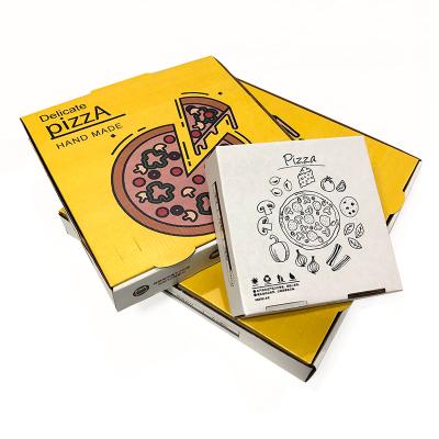 China Recycled Materials Eco-Friendly Reusable Custom Printed White Cardboard Italy 14 Inch Yellow Pizza Delivery Box for sale