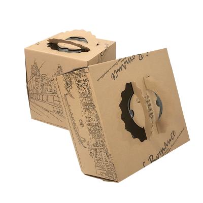 China Recycled materials wholesale reusable single clear PVC window kraft paper brown12 inch cake cardboard wholesale box for sale