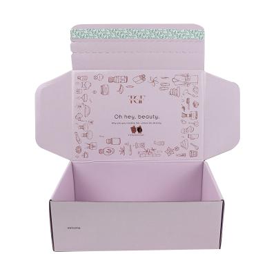 China Recycled Materials Customized Printing Pink Corrugated Subscription Postage Box Mailer Mailing Boxes Paper Shipping Boxes With Logo for sale