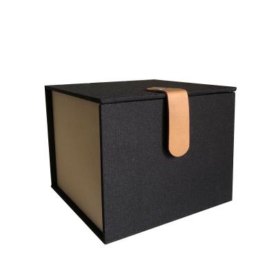 China High Quality Custom Luxury Rigid Recycled Materials Cardboard Packaging Boxes Folding Paper Gift Box With Tie Closure for sale