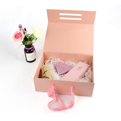 China Recycled High-grade Luxury Magnetic Folding Rose Cardboard Materials Newborn Gift Box Keepsake Magnetic Baby Clothes Shoe Boxes for sale