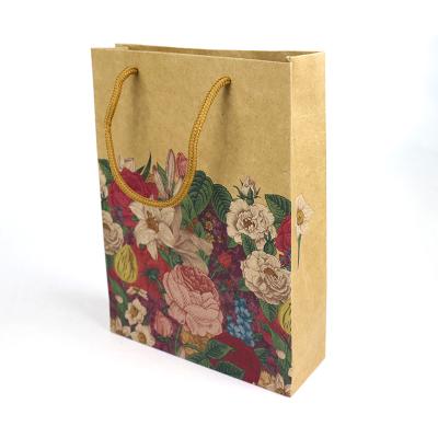 China Recycled Materials Wholesale Luxury Brown Craft Kraft Paper Gift Wrapping Bags With Handle for sale