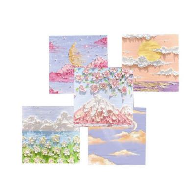 China Oil Painting Self-adhesive Sticky Paper Teenager 3D Landscape Diary Memo Pads Sticky Notes for sale