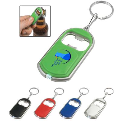 China Custom Stocked Bottle Opener Key Chain With LED Light for sale