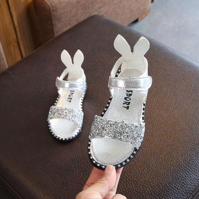 China Durable zapatos Para bebe nino kids Summer Cute Sandals Girls Rabbit Jelly Glitter Shoes Pure Color Flat Walking Shoes for sale