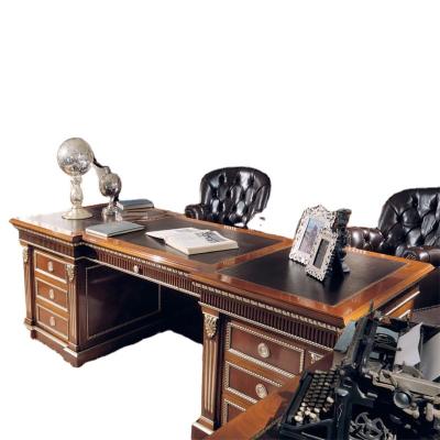 China Hand Carved Executive Wood Desk Newest Newest Style Flowers Office Furniture High Quality Luxury Desk for sale