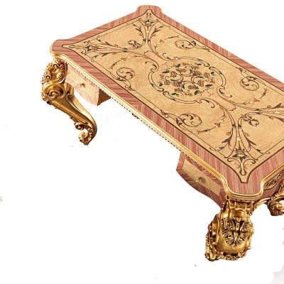 China Hand Carved High End Chic Wood Luxury Royal Table Flowers Executive Office Table CEO Office Furniture for sale