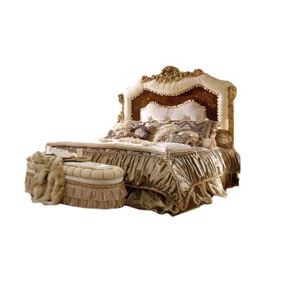 China Hand Carved Classical French Style Hot Sale Royal Luxury Bedroom Furniture King Size Bedroom Set for sale