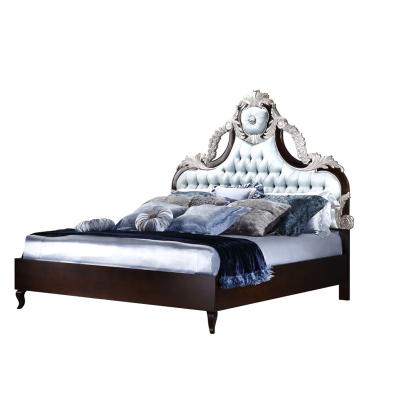 China Hand Carved Flower Style Solid Wood Bedroom Furniture 5pcs Antique Royal European Classic Bedroom Set for sale