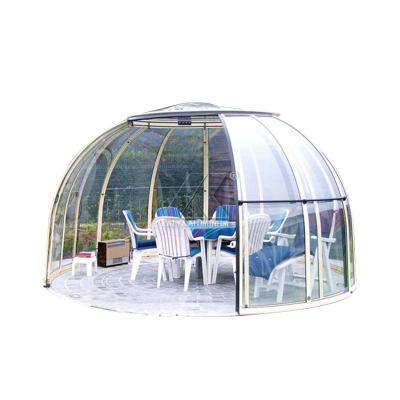 China Anti-scratch aluminum frame transparent pmma pc dome housing for outdoor restaurant swimming pool for sale