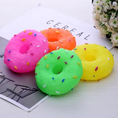 China Viable Hot Sale Vinyl Bite Game Donuts Mini Squeak PVC Dog Toys Interactive Dog Chew Toys for sale