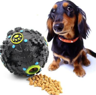 China Sustainable Manufacturer Pet Leak Food Training Toys Squeak Innovations Tennis Dog Rubber Ball Toy In Customized for sale