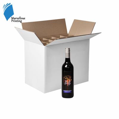 China Recyclable Custom Strong Corrugated Cardboard 12 Bottles Wine Box With Dividers for sale