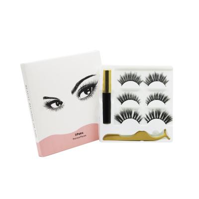 China Wholesale-Natural 3/5/7/10 Pair Magnetic Eyelashes With Eyeliner Mink Magnetic Eyelash False Lashes for sale