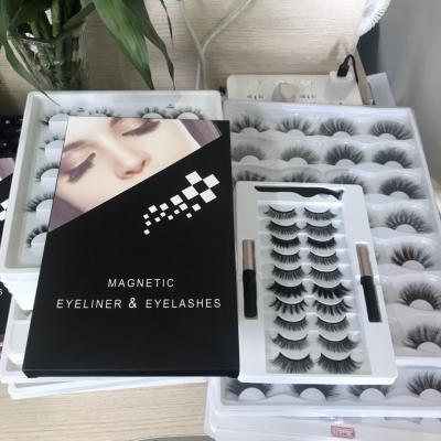 China Wholesale Natural Magnetic Mink Eyelashes Fake Eyelashes Vendor False Eyelashes With Lashes Eye Liner Kit for sale