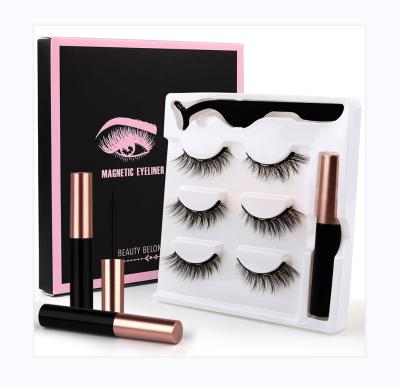 China Wholesale Natural Vegan Long Magnetic False Eyelashes Set With Waterproof Adhesive Eyelashes Magnetic Eyeliner for sale