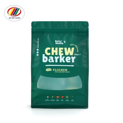 China Water Proof Zipper Flat Bottom Dog Food Packaging Matte Laminated Plastic Resealable Customized Printed Bag With Clear Window en venta