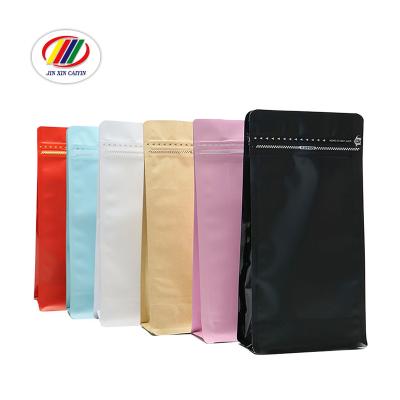 China Resealable Aluminum Foil Zipper Manufacturer Stock Products Flat Bottom Moisture Proof Matte Bag With Valve Packing Coffee Beans for sale