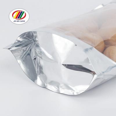 China Food Stock Product Size 10*20+6cm Silver Foil Transparent Back Support Zipper Front Pouch With Many Sizes For Food Packaging zu verkaufen