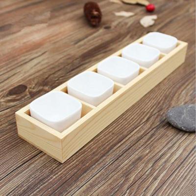 China Modern Succulent Planting Wooden Box Tray Rectangle Container Small Flowerpot Customsized 5 Grids Planter Flower Pot for sale