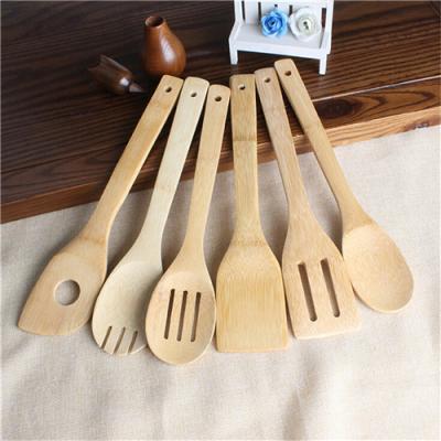 China Sustainable Kitchen Bamboo Utensil Wooden Spoon Spatula Cooking Tool Mixing Set for sale