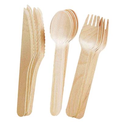 China Sustainable Customsized Disposable Wooden Cutlery Set Biodegradable Kitchen Utensil Dessert Tableware for sale