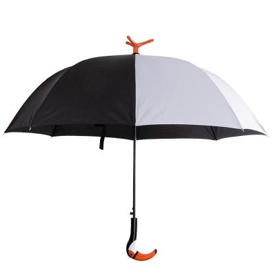 China Vintage high quality fashion straight stick rain umbrellas with toucan handle designer umbrella for sale