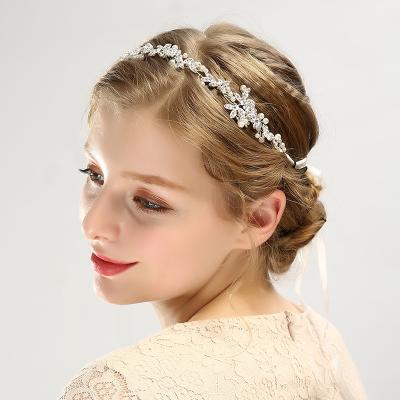 China Bridal Headband Bridal Wedding Flower Hair Vine Crystal Headband for sale