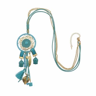 China Fashion Buddha Statue Leather Leaf Dreamcatcher Pendant Necklace for sale