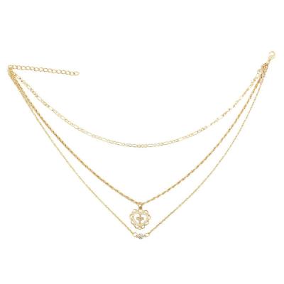 China BOHEMIA fashion gold alloy silver rhinestone layered cross necklace pendant necklace for women and girls for sale