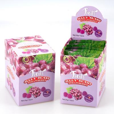 China Natural American Free Fruit Flavor Vegan Candiesr Candy Caramelos Chew Jelly Candy Grape Shape Pattern Gummy Halal Meat for sale