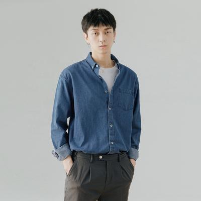 China Breathable Men's denim Long Sleeve Shirt for Men Autumn 2022 Korean fashion casual solid color overalls shirt coat for men for sale