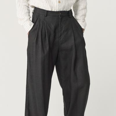 China Anti-Static ESTY Hot Sale Wide Leg Linen Pants for Men Heavy Linen Trousers for sale