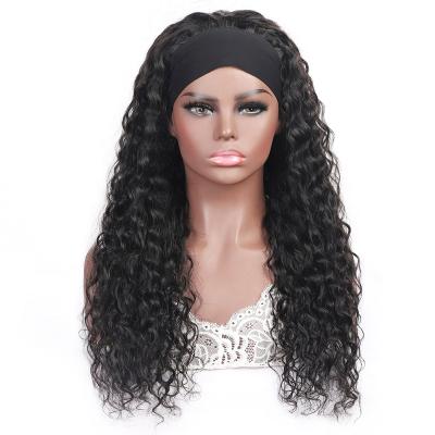 China Natrual Headband Wig Hair Water Wave For Women 180% Density Machine Made Wig Afro Brazilian Curly Wigs for sale