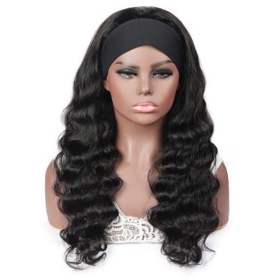 China Machine Made Curly Water Wave Headband Wig Hair Full Wigs Loose Wave Glueless Water Wave For Black Women Curl Hair Wig With Headband for sale